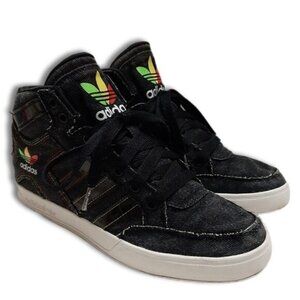ADIDAS / Canvas Rasta Logo Sneaker Shoes Black Youth V21148 Sz 6